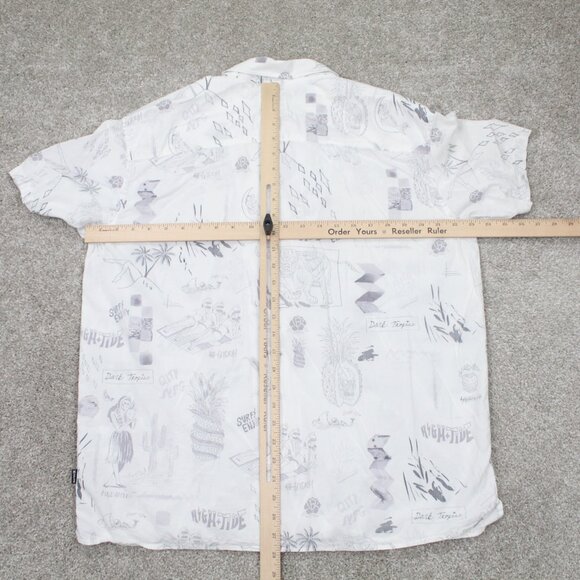 Hurley Camp Shirt Mens Large White/Gray Doom Reverse Print Woven S/S Button Up - Picture 14 of 16
